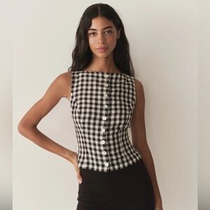 Doen Hayden Top Black Marilyn Gingham Checked Women’s Size 10